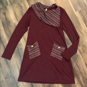 Burgundy Cowl Neck Long Sleeve Tunic